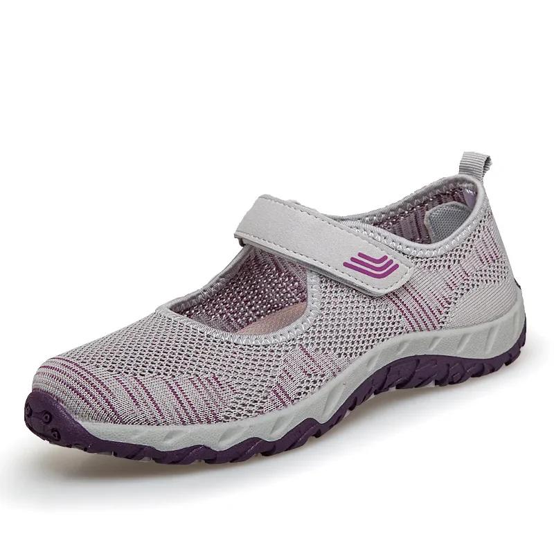 Non-slip Soft Mom Sneakers 2026 Summer Breathable Mesh Travel Casual Shoes for Women Comfort Lightweight Flat Sport Shoes
