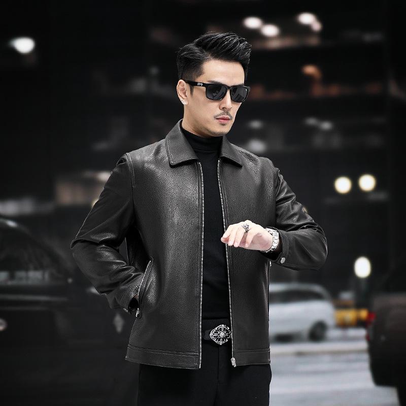 Autumn and winter new style genuine leather jacket men's goatskin coat lapel jacket business men's wear