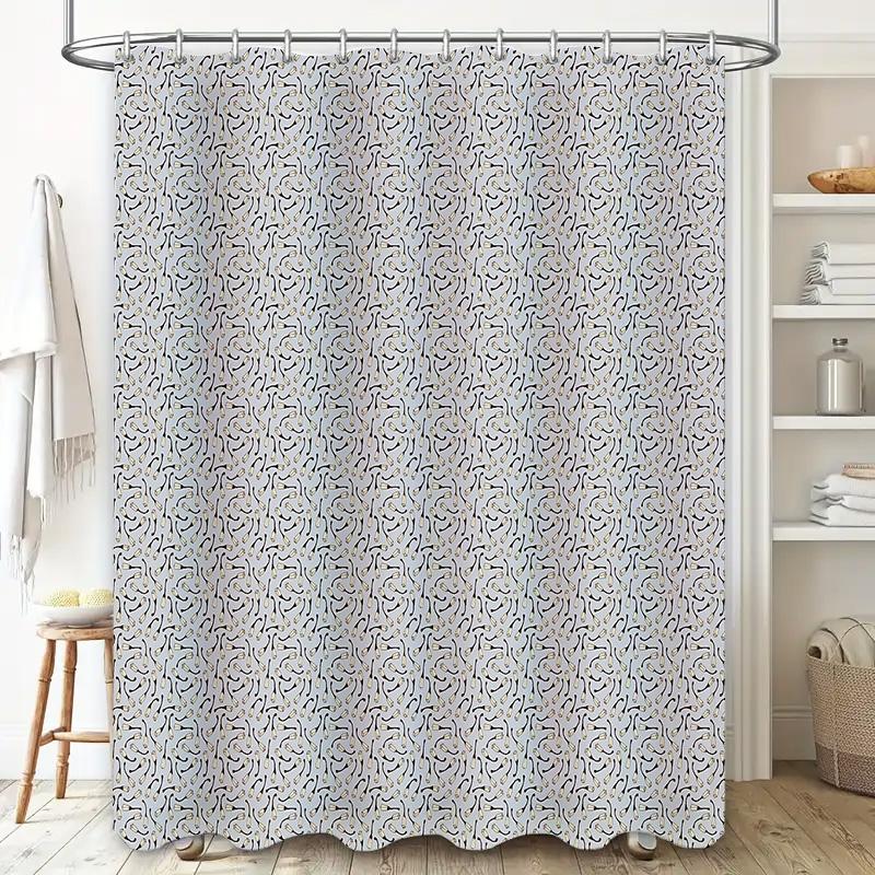 Unframed Shower Curtain Set Waterproof Farmhouse Grey Linen Texture Pattern Fabric Backdrop Bathroom Decor Vintage Rustic Home
