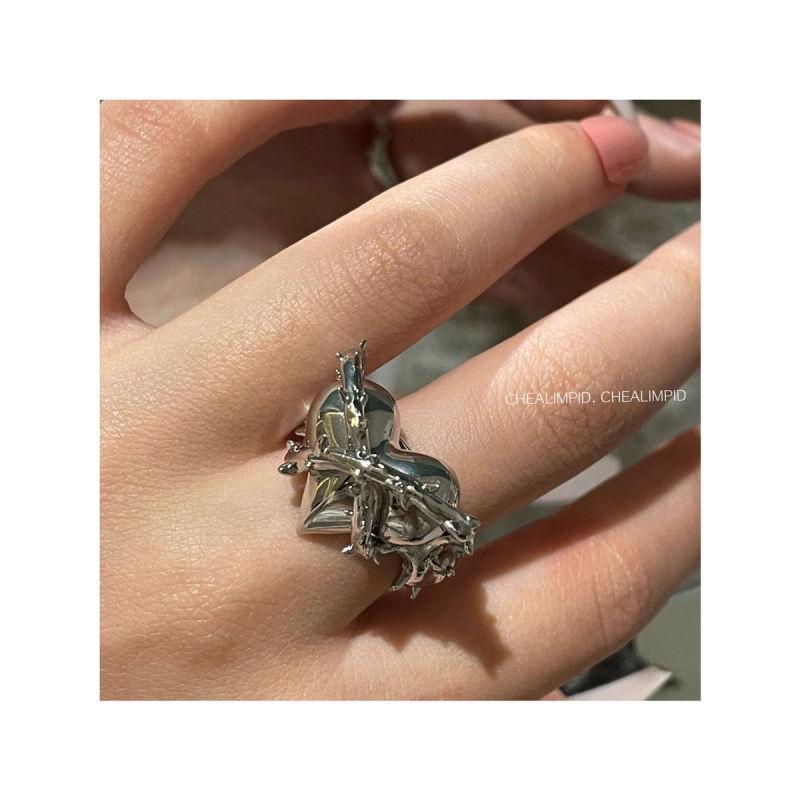 Imprisoned Heart Metal Thorns Love Ring Irregular European and American niche design open ring couple ring