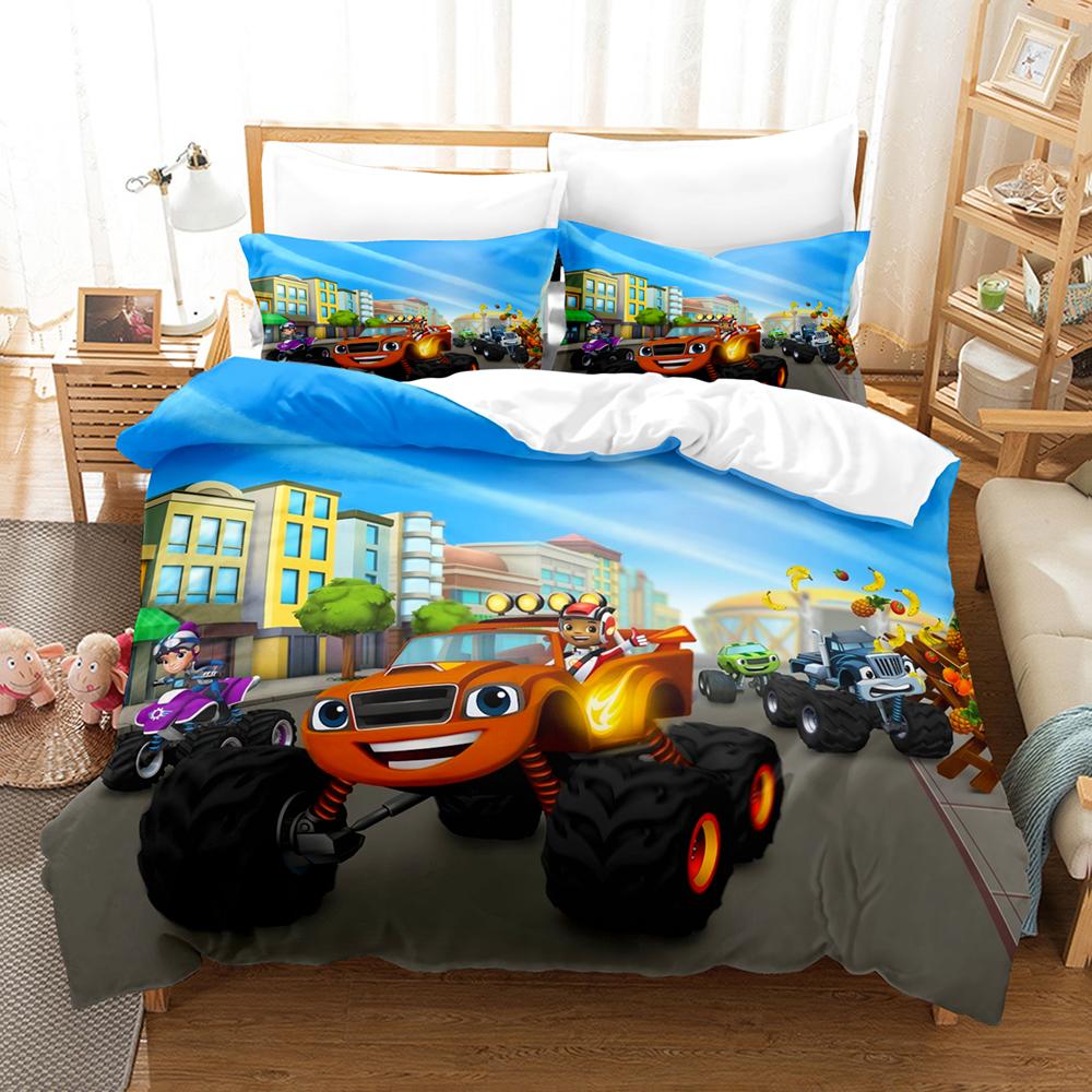 3D Print Blaze N Monster Machines Bedding Set Cartoon Duvet Cover Double Twin Full Queen King Adult Kid Bedclothes Quilt Cover