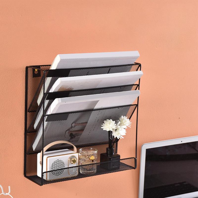 File Holder Wall Mounted Space-Saving Desktop Folder Rack Space-saving Mail Paper Organizer For Documents Multifunctional Folder