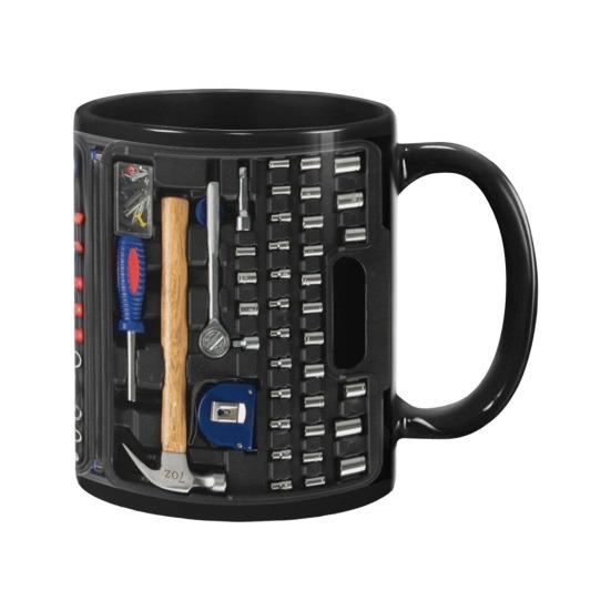 Tool Box Coffee Mug Funny Toolbox Mechanic Mug Ceramic Novelty Coffee Cup Gift for Men Husband Machinists Car Enthusiasts
