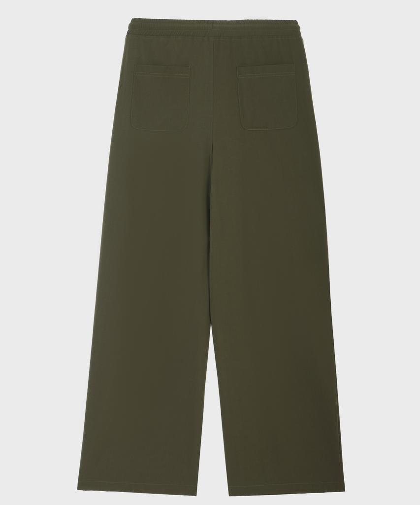 GLW Double-Pleat Wide Nylon Pants Khaki