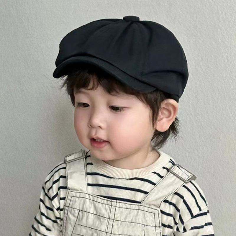 Fashion Kids Beret Hat Solid Color Embroidered Letter Baby Newsboy Cap Casual Boys Girls Sunshade Forward Hat