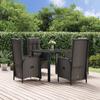 Vidaxl 5-Cz. Juego de Muebles de Jardín con Cojines, Negro, Ratán Sintético