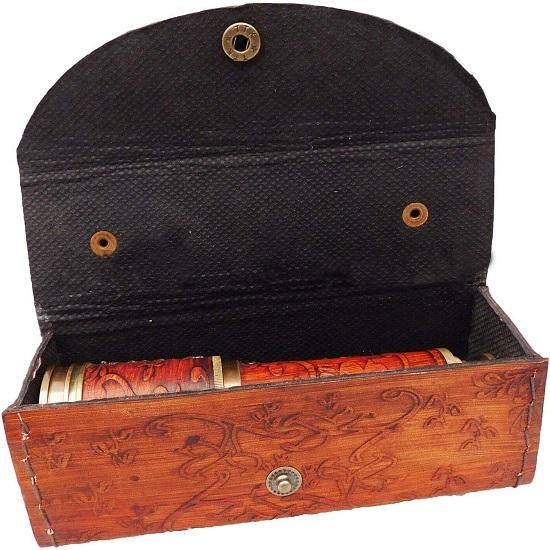 Brass Handheld Telescope In Leather Box Royal Style Pirate Spyglass Navigation Marine Collector, Kids Gifts