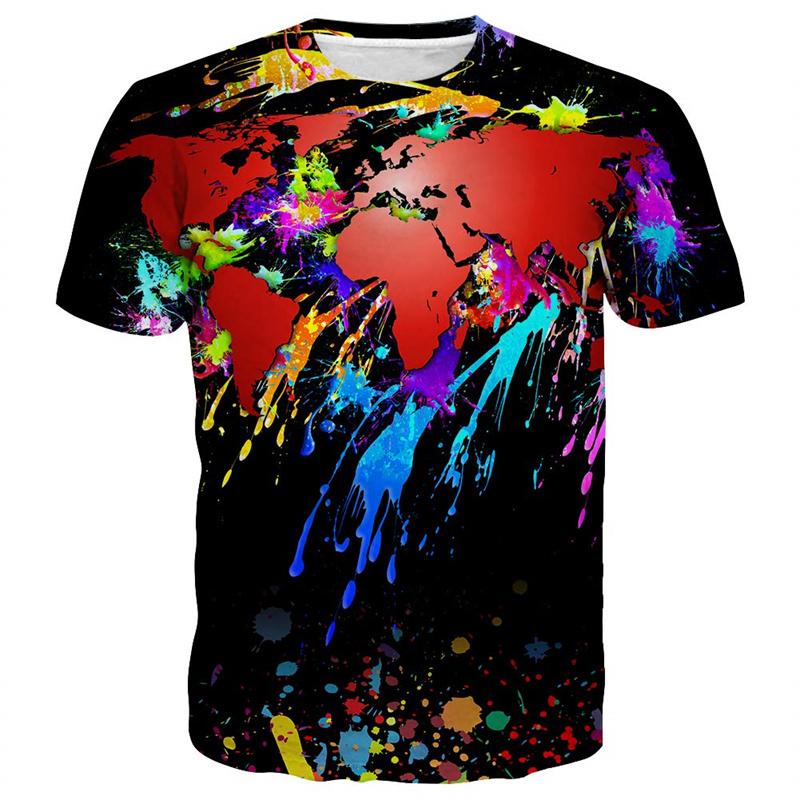 Pigment Pattern T Shirt For Men Colorful 3D Printed T-Shirts Summer Casual Street Oversized Tops Round Neck Short Sleeve Tees