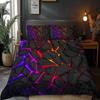 Digital Printing Soft with Soft Fabric Duvet Cover Set, Patern of Colorful Light Shing Through Black Rocks, It Uses a 3D Ultra-Soft Brushed, 3Pcs