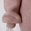 Women's Autumn and Winter Long Sleeve One-Line Neck Casual Loose Knit Sweater Dresses