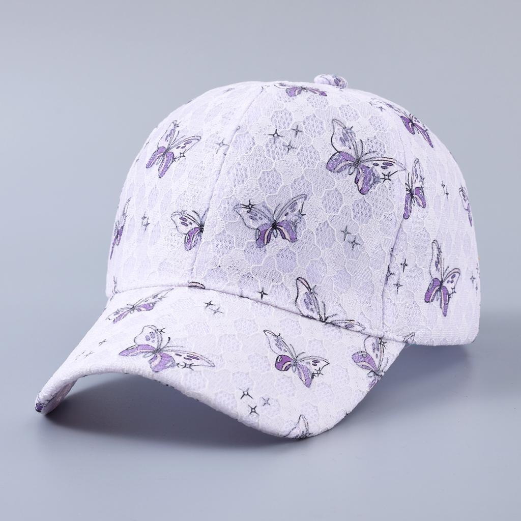 New Lace Butterfly Dragonfly Decorative Baseball Cap Spring and Summer Breathable Diamond Curved Brim Sunshade Cap