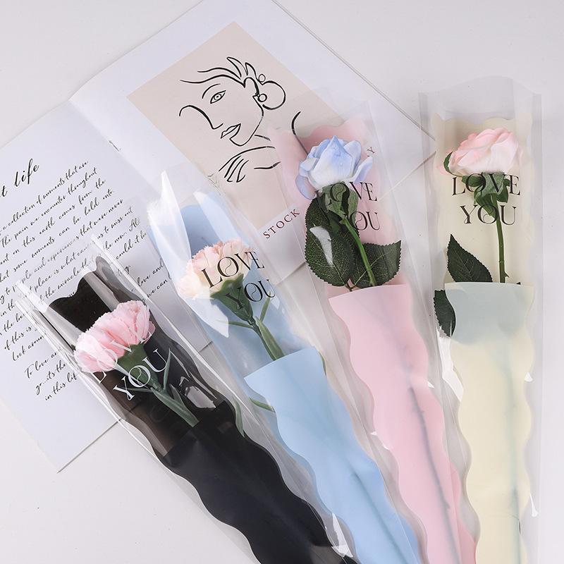 50 Unidades Saco para Embalagem de Buquê de Rosa Única, Saco de Celofane Saco para Embrulho Dia dos Namorados Dia das Mães Sacos de Presente para Flores Únicas