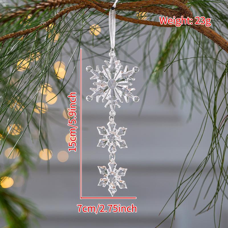 Christmas Tree Snowflake Pendant Xmas Tree Transparent Snowflake Hanging Ornaments Acrylic Pendant Christmas Decoration For Home