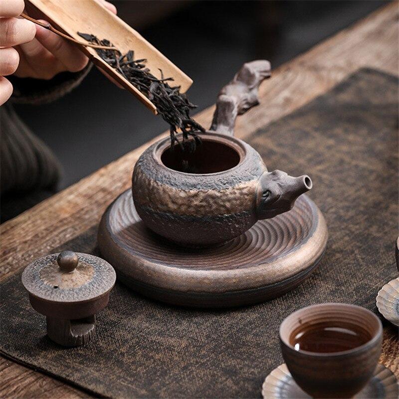 Ceramic Antique Dead Wood Side Handle Teapot Portable Kettle Handmade Tea Pot Tea Cup Drinkware Kung Fu Tea Set