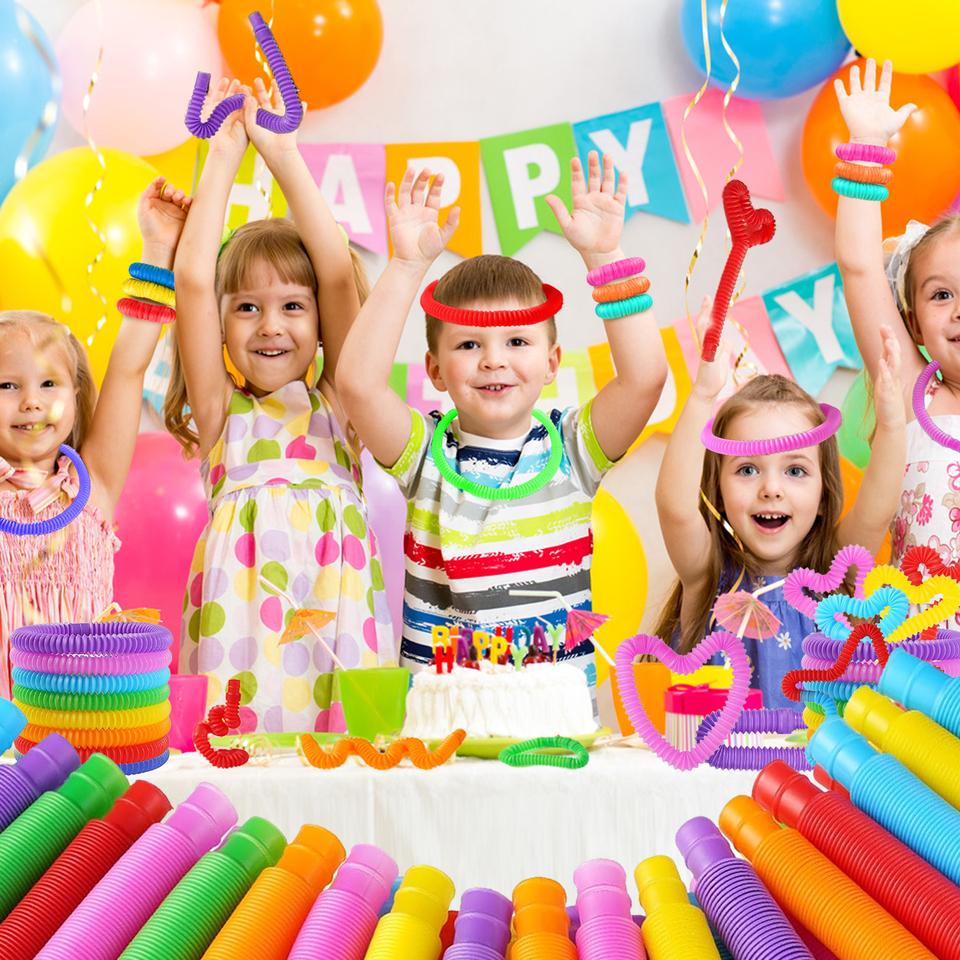 Bunte teleskopische Pop-Röhren Stressabbau Fidget Spielzeug Flexibler Kunststoff Sensorische Dehnungsröhren Kinder Erwachsene Dekompression Geschenk