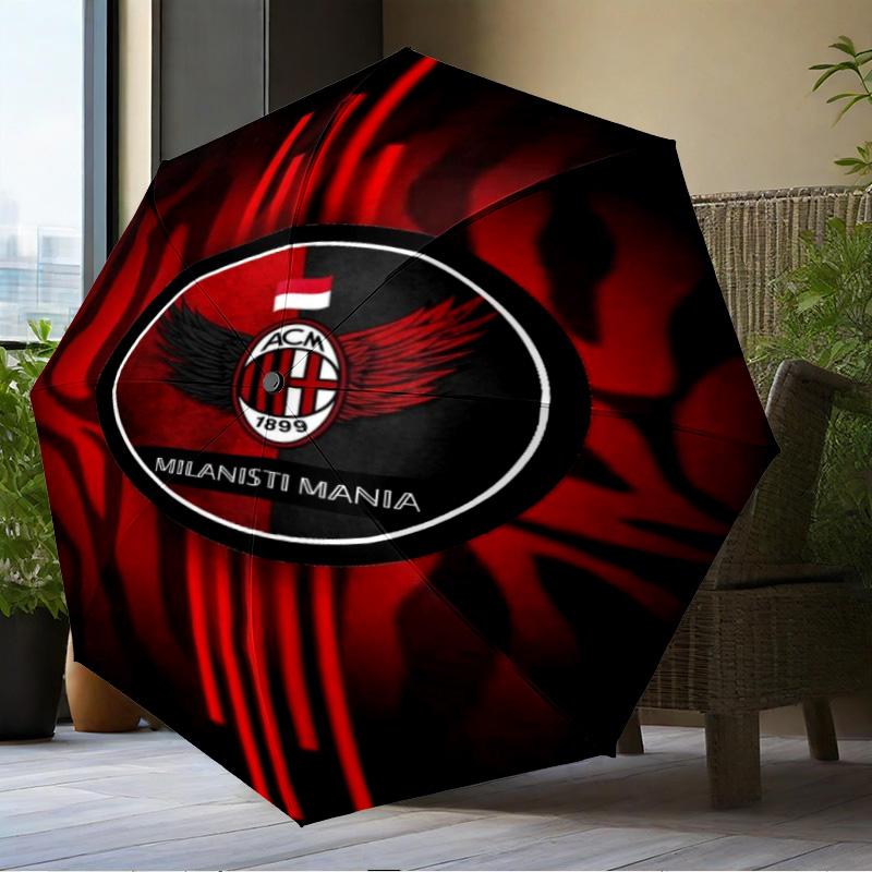 Ac Football Club Umbrella Folding Umbrella, Automatic Umbrella 8-Frame for Travel, Camping Use Gift for Halloween Christmas