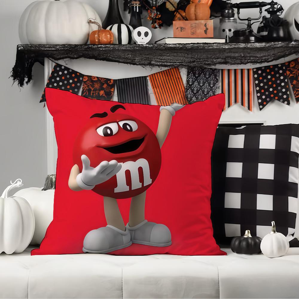C-Chocolate Beans M-M and M-M's  Pillow Case Office Cushions Suitable For Sofa Car Bedroom Decorative Cushion Cover