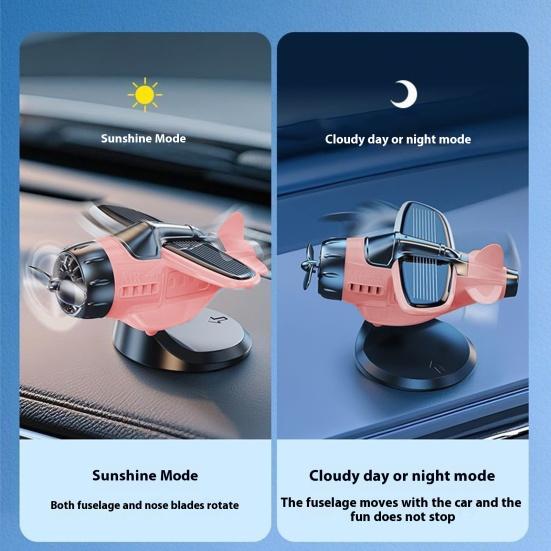 Ornement de Voiture Avion à Énergie Solaire Modèle d'Avion de Tableau de Bord avec Ventouse Hélice Rotative à 360 Degrés Accessoire de Drift de Console Centrale Rotatif
