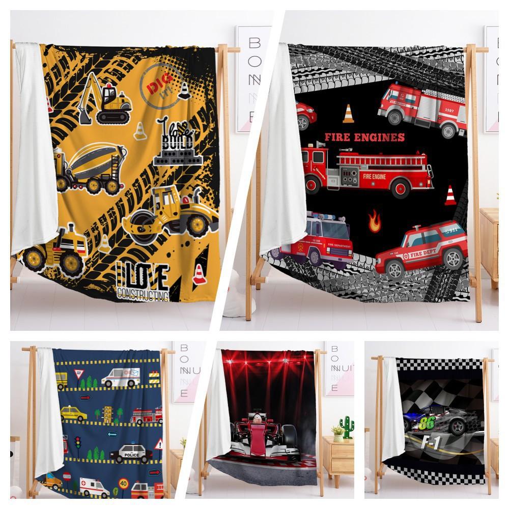 Blanket Flannel Blanket Construction Car Racing Game 2D Digital Printing Blanket Blanket