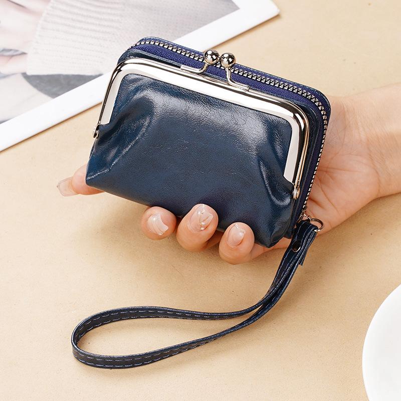 Coin Card Bag Ladies Buckle Coin Purse 4 Inch Zipper Clip Bag Clutch CLE