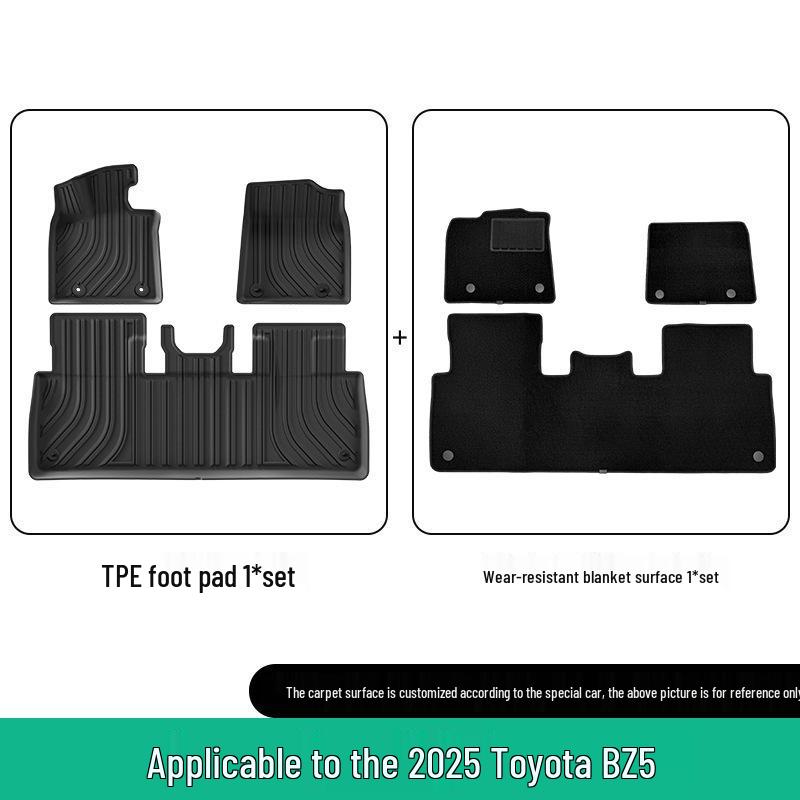 Custom TPE Floor Mats for 2025 Toyota BZ5: Stain-Resistant, Waterproof, Perfect Fit for Car and Trunk.