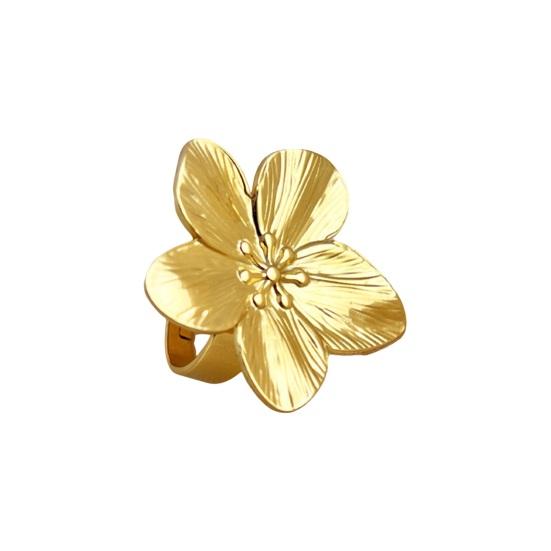 Bloem Open Ring Verstelbaar Gepolijst Metaal Effen Kleur Glad Overdreven Stijl Bloemblaadje Dame Prom Party Vinger Ring Verjaardag Vakantie Cadeau Sieraden