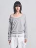 CERRIC Stitch Boat Neck Top _ Gray