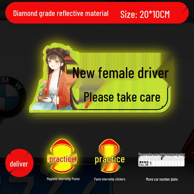 Magnetic Reflective Car Stickers for New Female Drivers