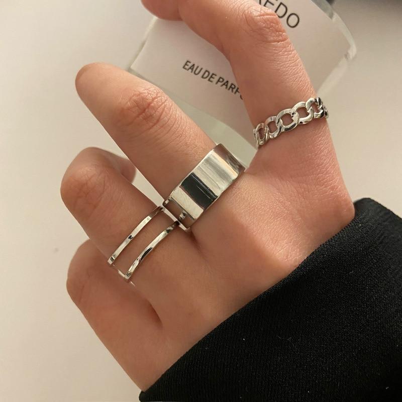 iF ME Creative Ring 3pcs/Set Fingers Hip Pop For Women Vintage Geometric Heart Hug Gold Color Chain Knuckle Joint Rings Jewelry Gift