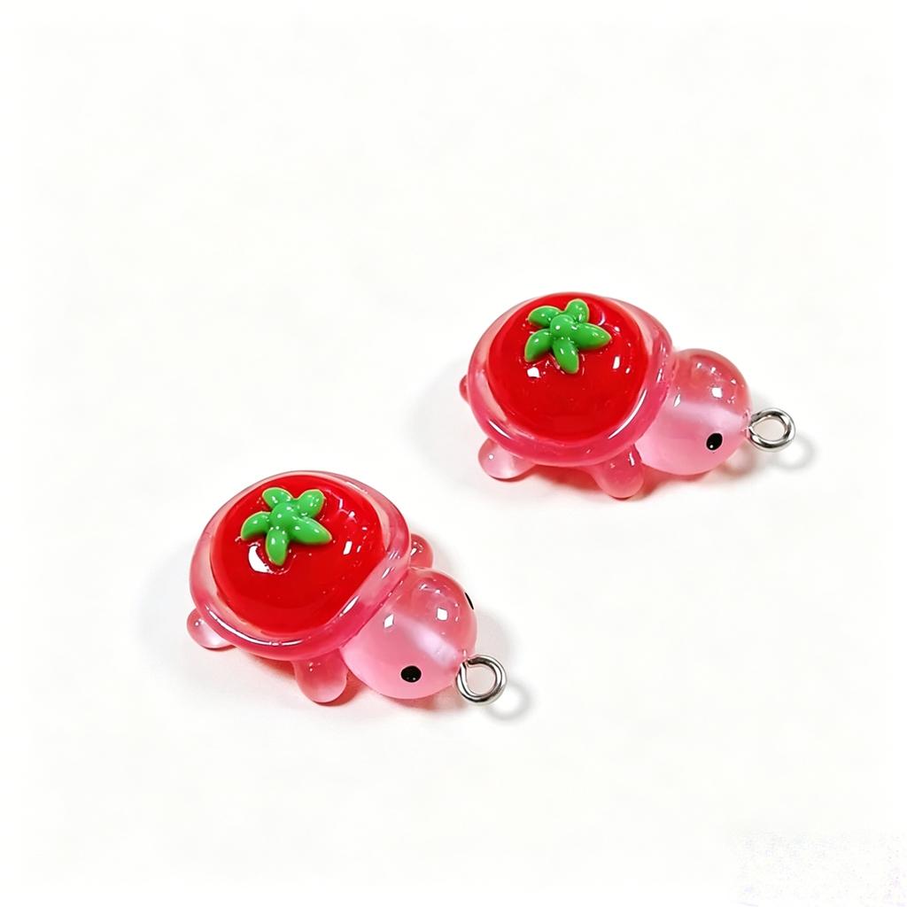10Pcs Kawaii Glow-in-the-Dark Turtle Charms, Resin Fruit Pendants for DIY Jewelry & Accessories