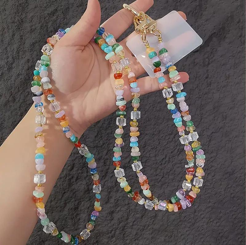 Boho Kleurrijke Kralenketting Telefoon Lanyard Anti-Verlies Telefoonbandjes Snoepkleur Acryl Tassenketting Crossbody Schoudertas Bandjes