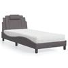 Vidaxl Bed with Mattress, Grey, 90X200 Cm, Faux Leather