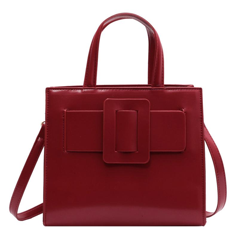 Vintage Red Large Capacity Tote Bag For Women Solid Color Simple Commuting Versatile Handbags  New Female Crossbody Bags