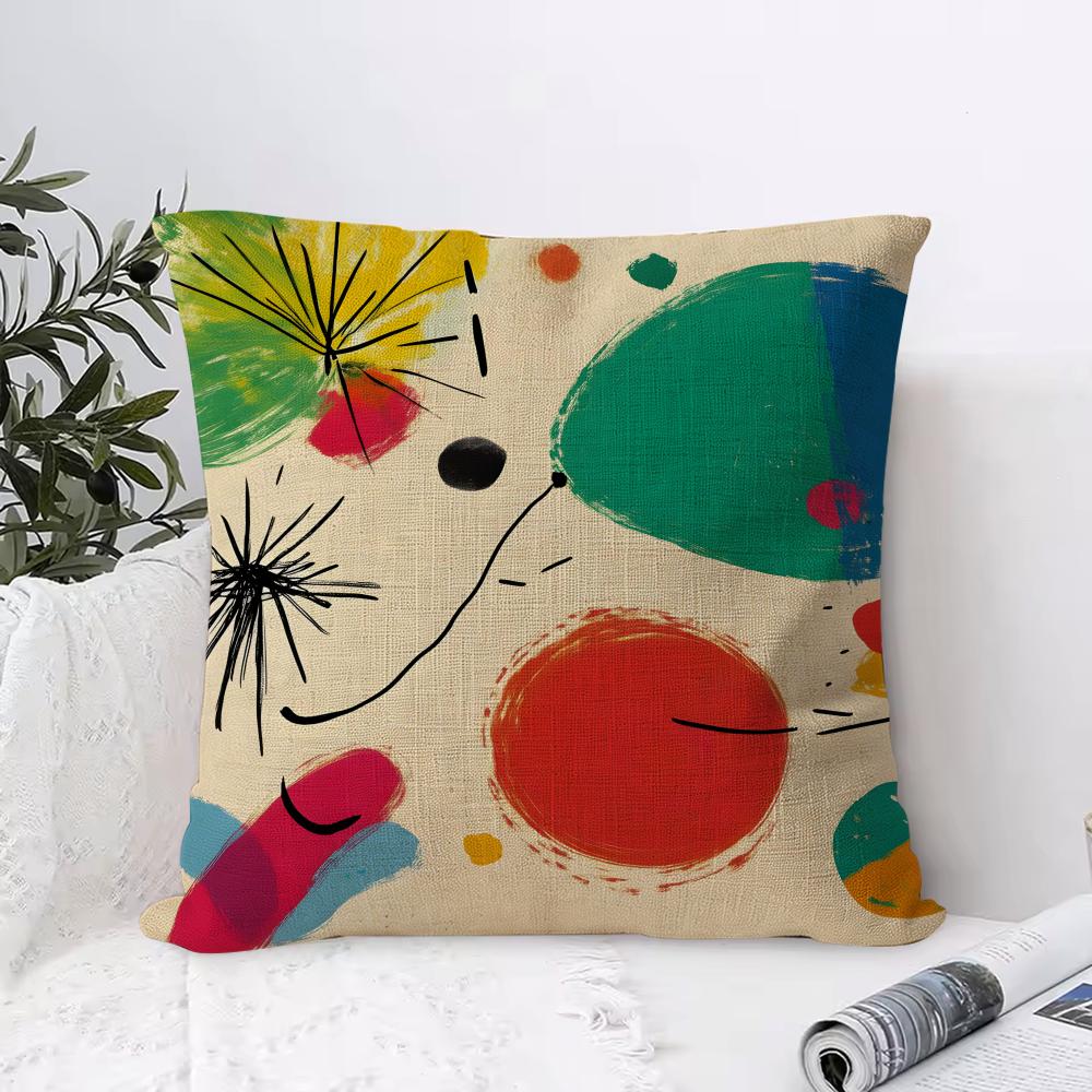 JJoan MMiros Art Cushion Cover Breathable Linen Pillow Cover SkinFriendly Home Decor Pillowcase with Hidden Zipper