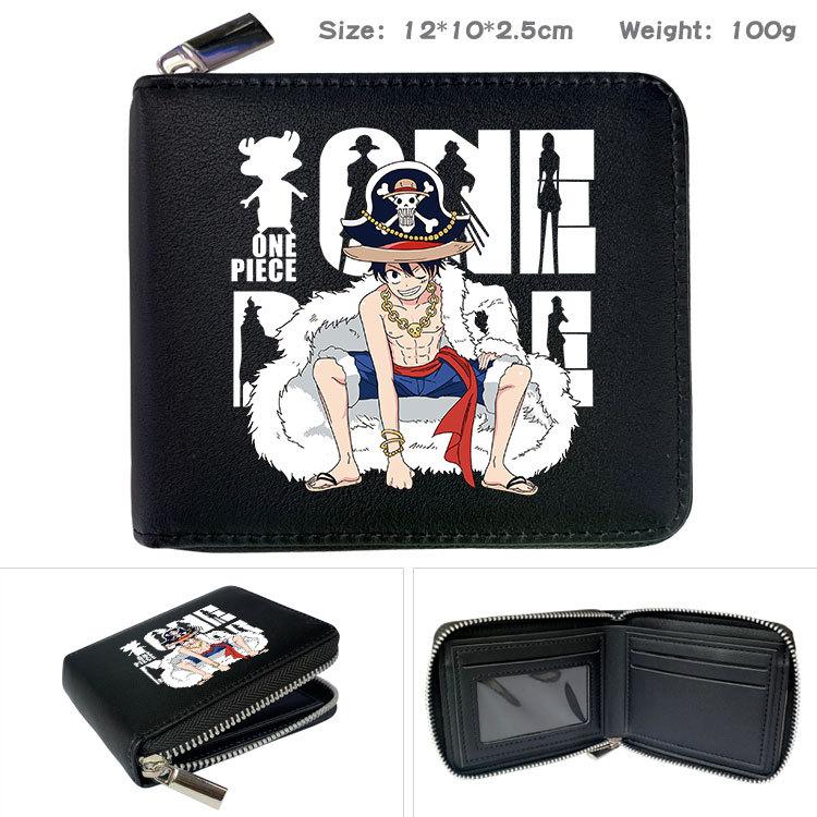 One Piece Anime Zip PU Wallet Luffy Print Short Coin Purse Card Holder