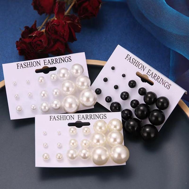 Set Cercei Perle Simulate Albe Pentru Femei Studs Rotunde Pe Ureche Bijuterii Accesorii