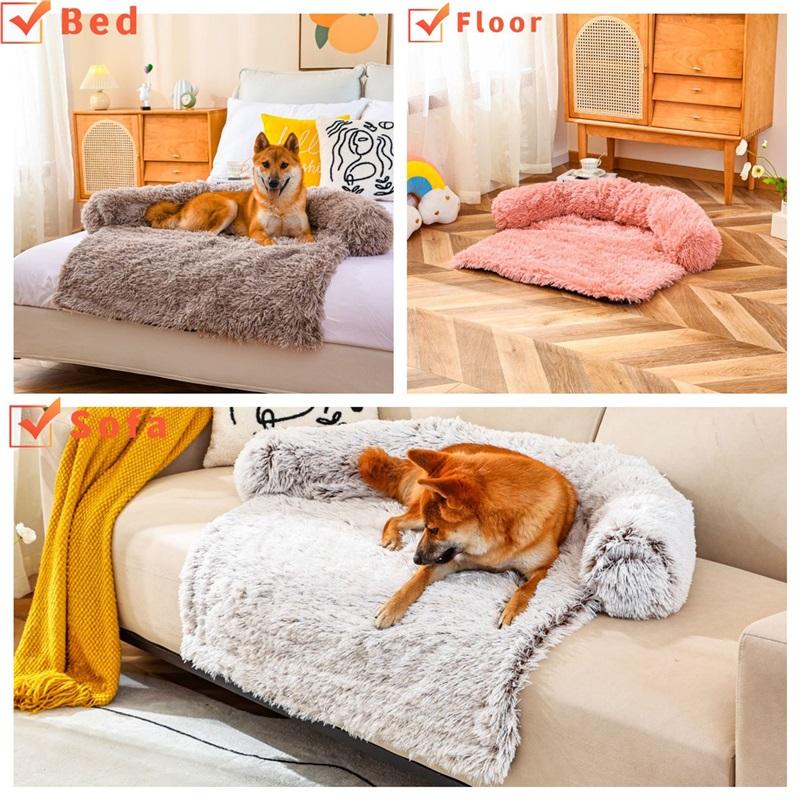 Autumn And Winter Plush Pet Litter, Removable And Washable Dog Pet Bed, Comfortable Sleeping Litter Mat In Winter, Solid Color, Non-slip Bottom
