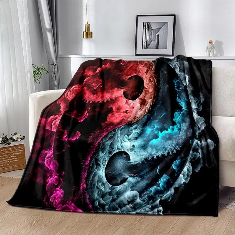 3D Naturalize Yin and Yang Chinese Tai Chi Blanket,Soft Throw Blanket for Home Bedroom Bed Sofa Travel Office Cover Blanket Kids