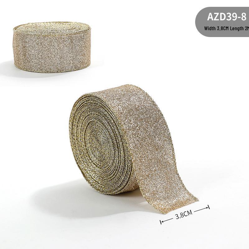 Cross-Border Glitter Fabric Christmas Ribbon with Gold Powder and Iron Wire Edge Bow Decoration