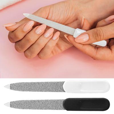 8Pcs Double-sided Metal Nail File with Ergonomic Non-slip Handle Professional Men Women Stainless Steel Gel Acrylic Fingernail File Emery Board