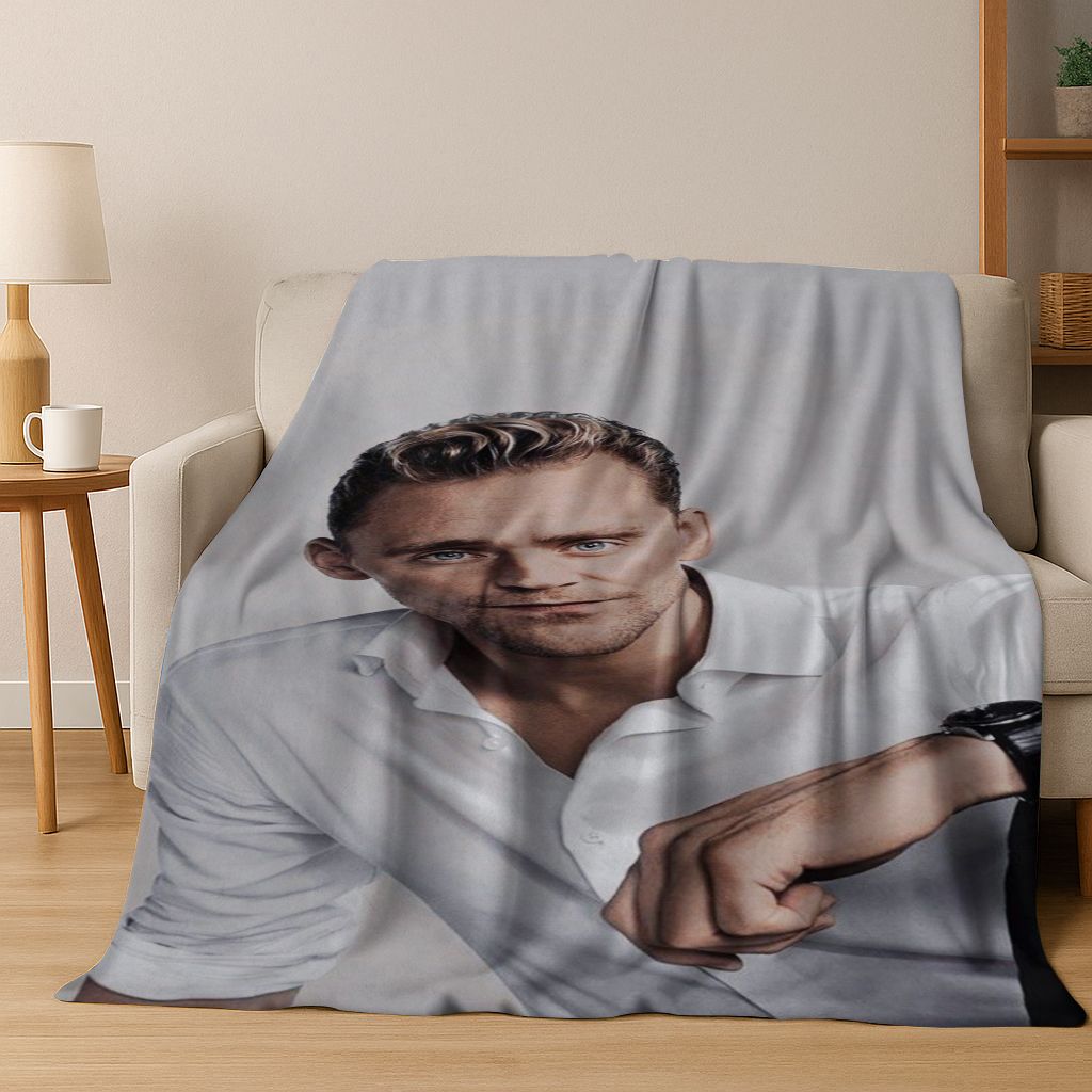 3D Sztuka Toma Hiddlestona Aktor Gwiazda Koc Flanelowy, Przytulny Miękki Koc do Domu Sypialni Łóżka Sofy Pikniku Biura Pokrowiec Prezent dla Dzieci