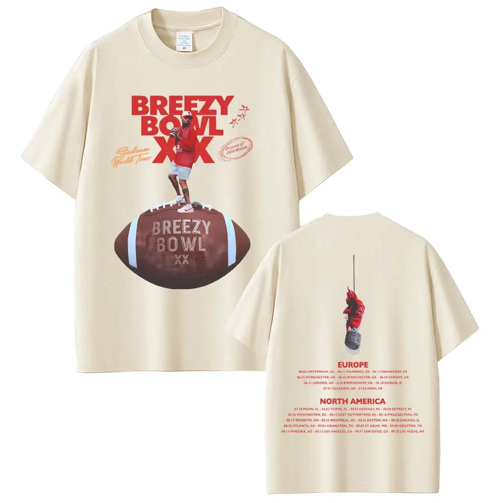 Rapper Chris Brown Breezy Bowl XX Tour 2025 T Shirts Unisex Women Clothing Hip Hop Pop Music Tshirt Casual Cotton Vintage Tshirts