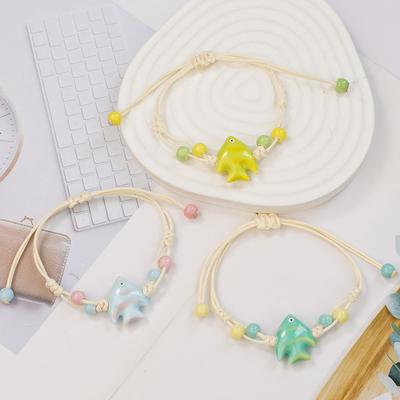 Jingdezhen Ceramic Bracelet Hand-painted Fish Adjustable New Chinese Hand Rope Wholesale Jewelry