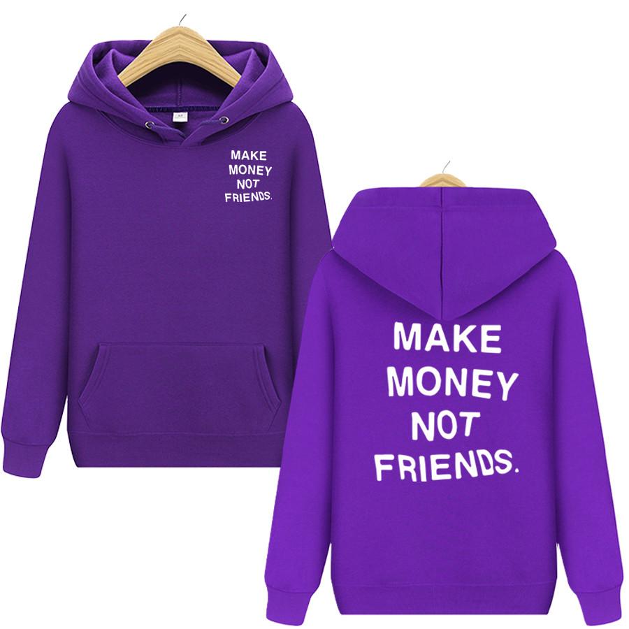 GUADAGNA SOLDI NON AMICI Felpa con Cappuccio Moda Uomo Stampa Lettere Pullover con Cappuccio Sudadera Unisex Streetwear Felpe con Cappuccio Abbigliamento