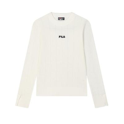 Heritage Series Bequemer Hautfreundlicher Weicher Rundhals Langarm Strickpullover Damen Tops Wolke-Pilz-Weiß F11W518405F-WT