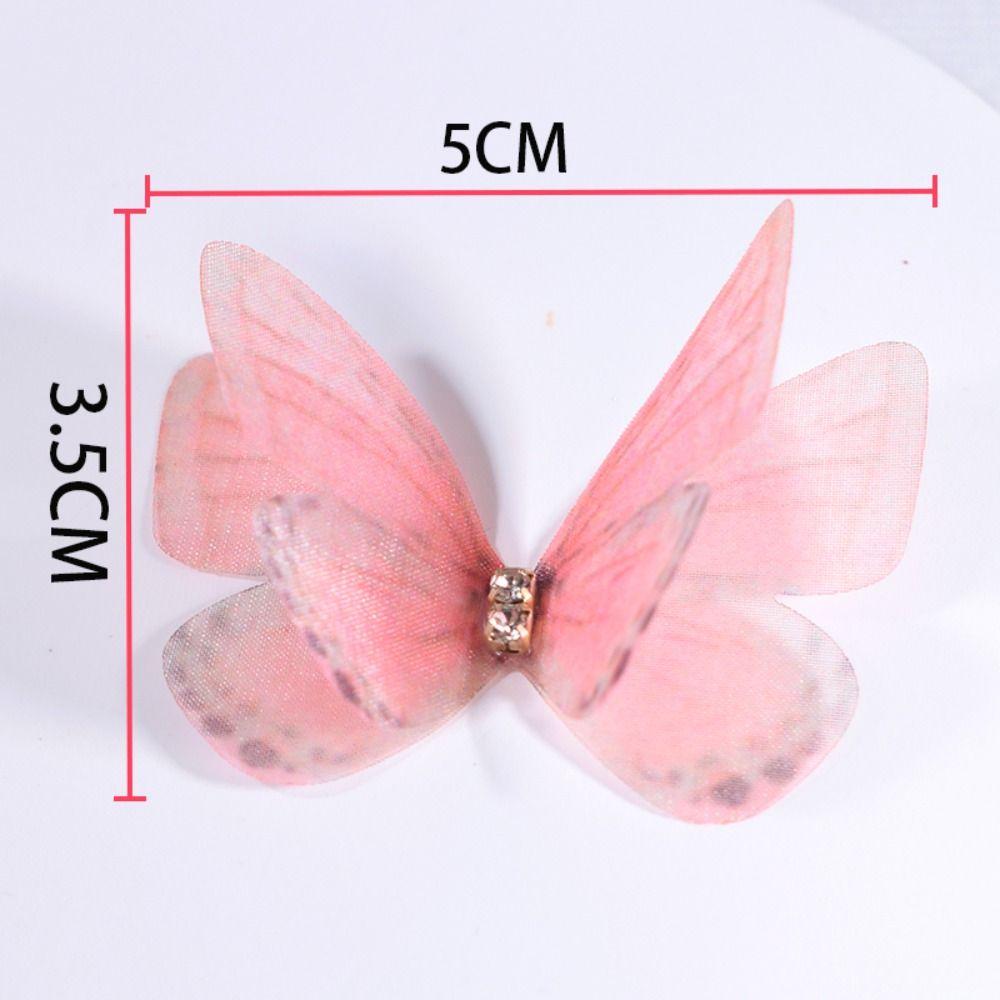 50Pcs 3D Organza Fabric Butterfly Appliques Simulation Mesh Butterfly Patch  Bridal Hair Accessories
