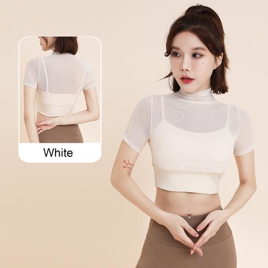 Lady Summer Yoga Top Thin Quick-drying Good Breathability Short Sleeves Waist-exposed Cropped Top Jogging Pilates Gym Exercise Top