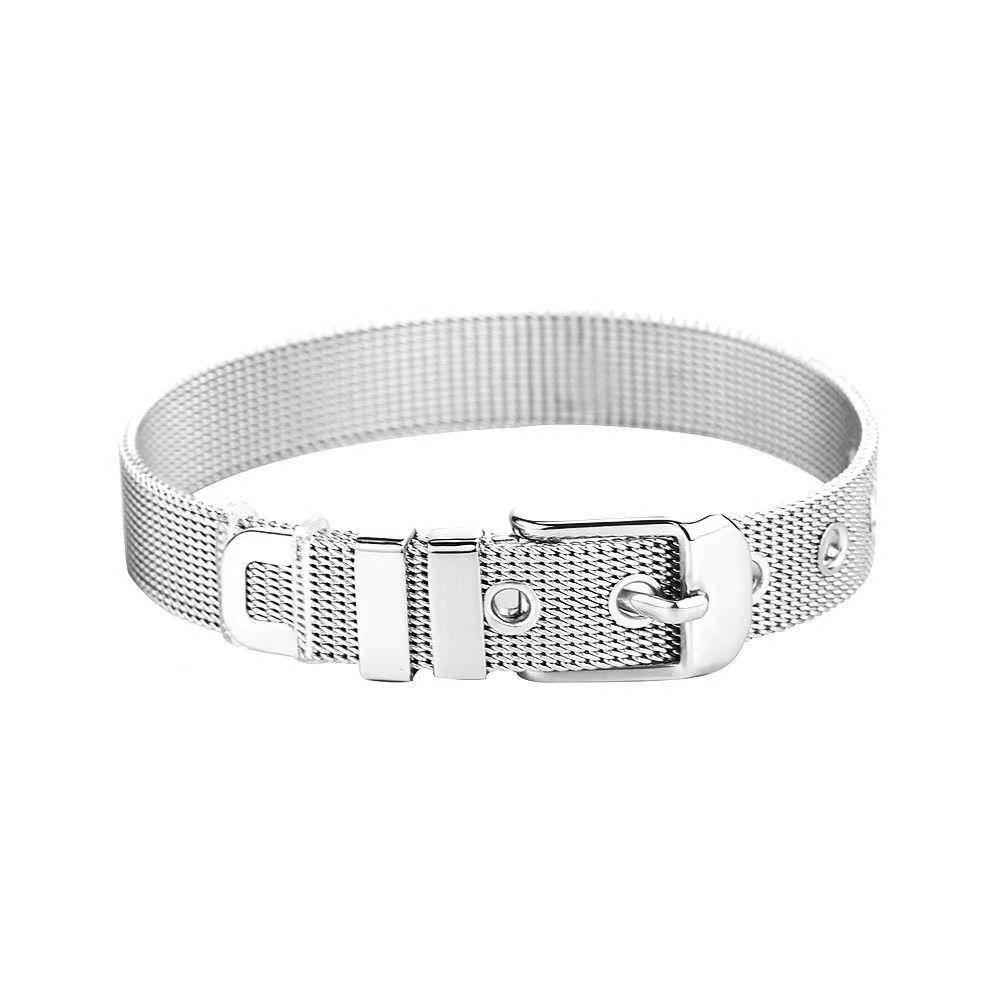 Hip Hop Titanium Steel Bangle Personality Mesh Watch Strap Bracelet Korean Style Bracelet Hand Ring Unisex Wrist Accessories