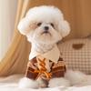 Pet Clothes Autumn and Winter Lapel Knitted Striped Sweater Going Out Small Dog Puppy Bigbear Teddy Dog Clothes