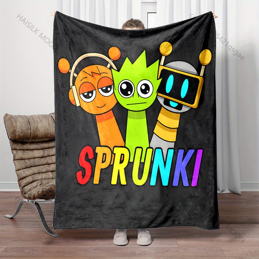 1 pièce Couverture imprimée S-Sprunki de dessin animé Chaude Douce et Confortable Couverture pour la Maison le Voyage le Canapé le Lit le Camping le Pique-nique les Voitures Couverture de Protection